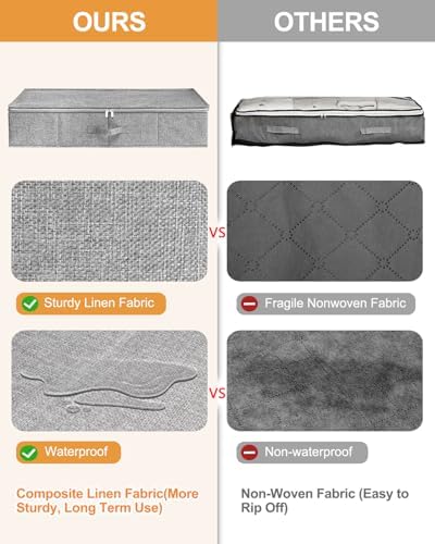 punemi 6.7 in Tall Sturdy Under Bed Storage Containers with Lid, 2Pack,Gray - Image 4