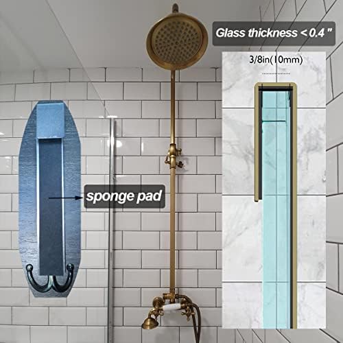 Flybath Shower Glass Door Hooks 2 Pack 304 Stainless Steel Antique Extended Robe Towel Hook Rack Over Glass Door Hooks Frameless Drilling-Free Hanger for Bathroom, Brushed Bronze - Image 5
