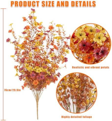 2Pcs Artificial Fall Flowers Realistic Plants for Hanging Outdoor Decor - Image 2