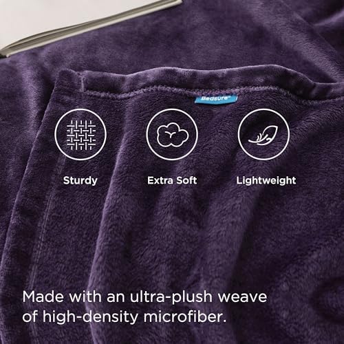 Bedsure Fleece Blanket Twin Blanket Purple - 300GSM Soft Lightweight Plush Cozy Twin XL Blankets for Bed, Sofa, Couch, Travel, Camping, 66 inch X 90 inch - Image 3