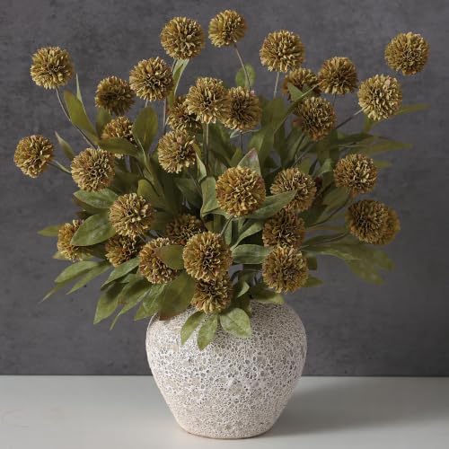 12 Pcs 27"Artificial Fall Pompon Mum Flower Stems for Vase (Autumn Orange) by VIERENA