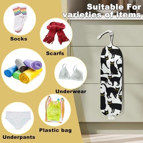 2Pcs Cat Plastic Bag Holder, Black and White Wall Mount Grocery Bag Holder - Image 3