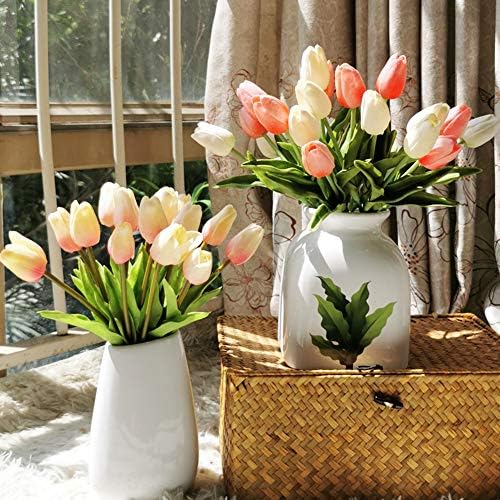 24pcs Multicolor Artificial Tulips Flowers Fake Faux PU Tulip Bouquet Real Touch Flower Arrangement for Home Room Office Party Wedding Decoration Excellent Gift Idea for Mothers Day - Image 3