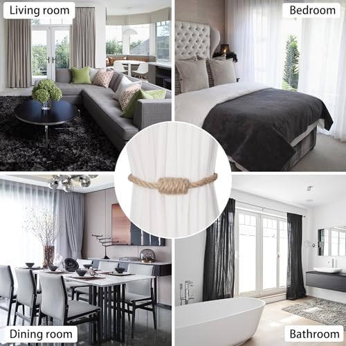 BEL AVENIR Magnetic Jute Curtain Tiebacks 4 Pack Hand-Woven Curtain Ties - Image 5
