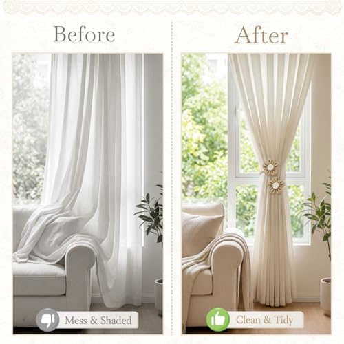 VIS'V Curtain Tiebacks, Twisted Boho Curtain Holdbacks, Khaki, 2 Pcs - Image 5