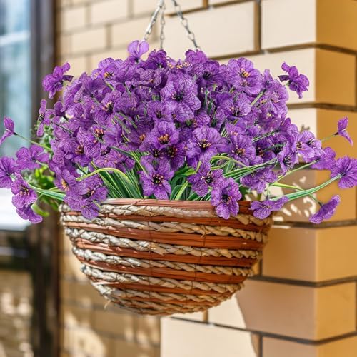 ColoPlay 24 Deep Purple Bundles Artificial Flowers for Outdoors/Indoors Fake Flowers Plants for Indoor Outside Garden Porch Window Box Home Wedding Farmhouse (Pack of 2) - Image 4