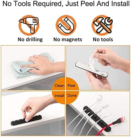 TviewSmart Cord Organizer for Desk, 5 Pack Cord Holders, Cable Clips, Black - Image 4