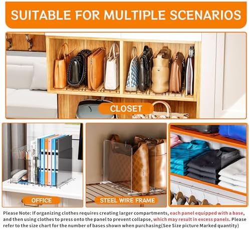 Yieach Clear Acrylic Shelf Dividers for Closet Organization,8 Pack Adjustable Bags,Clutch,Purse Organizer and Storage,Handbag Organizer for Closets,Purse Divider,8.8″ Tall Sweater,Tshirt,Towel Divider - Image 3