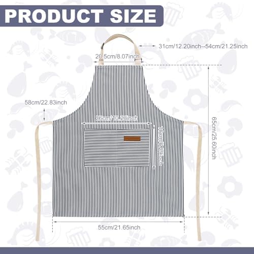 Stripes Kids Apron, Kids Cooking Aprons with 2 Pockets, Cute Kids Aprons for Cooking for Boys and Girls - Image 2
