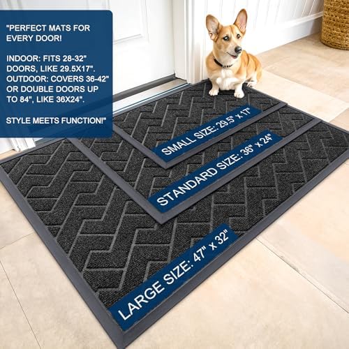 OLANLY Front Door Mat Outside 29.5x17, All-Season Absorbent Rubber Doormat - Image 2