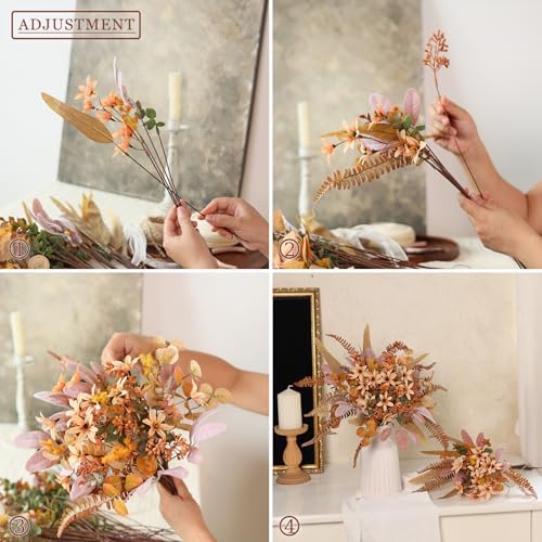 75 Pcs 8 Kinds Artificial Greenery Stems Box Set for Fall Decor(Orange) - Image 5