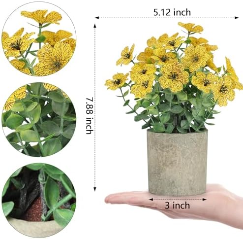 2 Pack Small Fake Plants Potted Artificial Plants Artificial Flowers Potted - Image 2