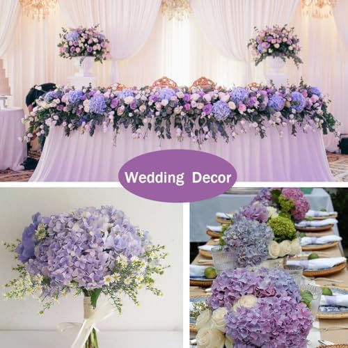 Hydrangea Artificial Flowers, 20 Pcs Purple Hydrangea Artificial Flowers Bulk, Faux Hydrangea Flowers for Outdoor, Fake Silk Hydrangea Flowers with Stems for Wedding Decoration Decor - Image 4