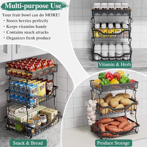 OKZEST 3-Tier Fruit Basket Fits Under Standard Upper Cabinet, 17.2" H - Image 5