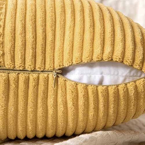 MIULEE Golden Mustard Decorative Lumbar Throw Pillow Covers 12x20 in 2 Pack - Image 3