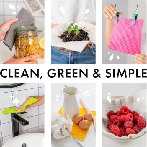 SUPERSCANDI 10 Pack Swedish Dishcloths for Kitchen - 100% Biodegradable & Compostable | Reusable Paper Towels Washable, Food-Safe & Without Plastic - Dish Rags Suitable for Any Surface | Multicolor - Image 2