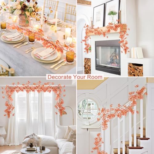 RECUTMS Artificial Silk Willow Leaves Vine Twig 2Pc 5.7Ft Fall Ivy Garland - Image 6