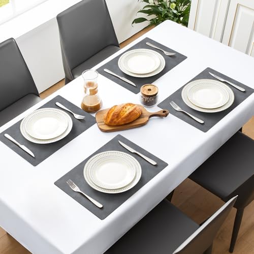 MOSAYT Vinyl Faux Leather Placemats, Set of 8, Grey - Image 2