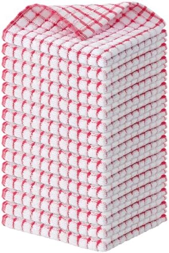 Kitinjoy Cotton 15 Pack Terry Kitchen Dish Cloths, Red by Kitinjoy