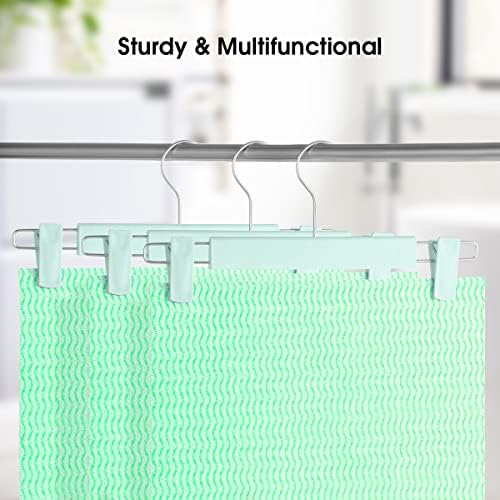 GUANJUNE Clothes Pants Hangers, Space-Saving Skirt Holders with 360 ° Swivel Hooks, Adjustable Clips, Trouser Hangers, Clothes Coat Garment Jeans Hangers (30 Pack, Green) - Image 6