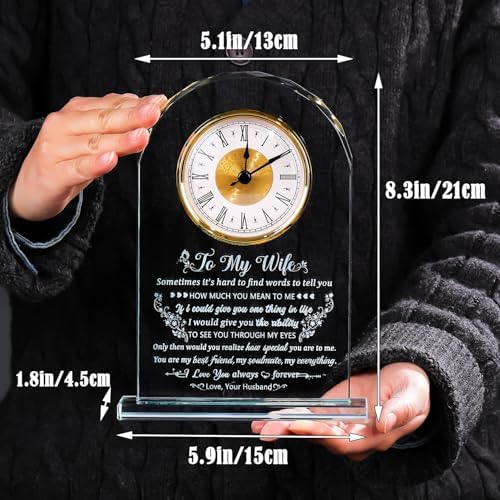 Arikyrist Glass Clock Gifts for Wife from Husband on Birthday Valentine - Image 2