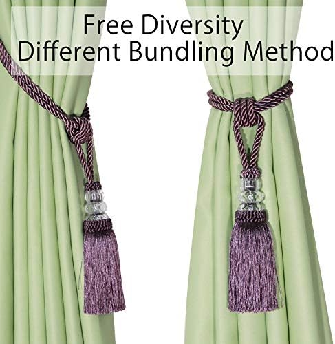 BEL AVENIR 4 Pack Curtain Tiebacks Hand-Woven Holdbacks Tassels Tiebacks - Image 2