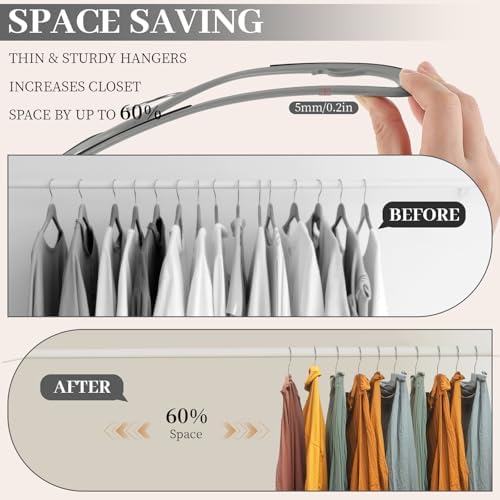 LemonRoad 50 Pack Short Neck Hangers Plastic Non-Slip, Black Gray - Image 5