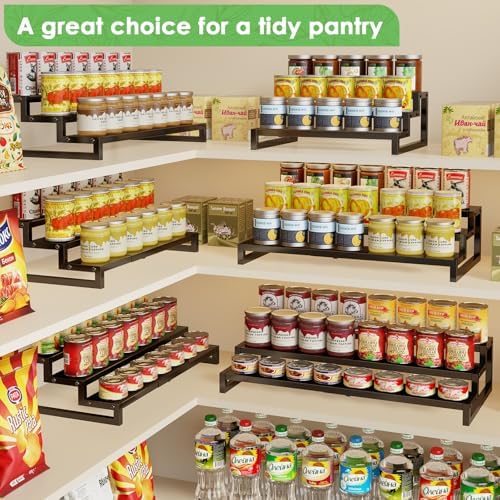 Dmevkic 3-Tier Expandable Can Organizer for Pantry,Adjustable 15''-25'' Metal Can Organizer Holds Up to 24 Cans,Can Holder for Pantry Kitchen Cabinet Countertop,Black - Image 4