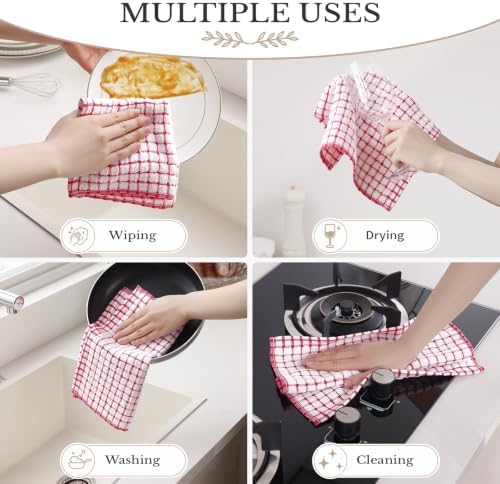 Homaxy 8 Pack Terry Kitchen Dish Cloths, 12"x12", Red - Image 5
