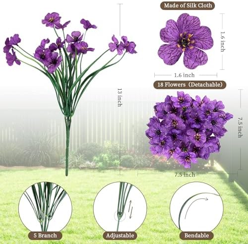 ColoPlay 24 Deep Purple Bundles Artificial Flowers for Outdoors/Indoors Fake Flowers Plants for Indoor Outside Garden Porch Window Box Home Wedding Farmhouse (Pack of 2) - Image 2