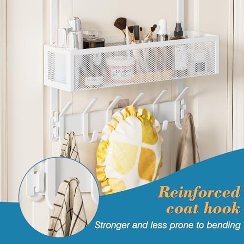 Over the Door Hooks Organizer,Door Hanger Fits Doors 1 3/4" White - Image 5