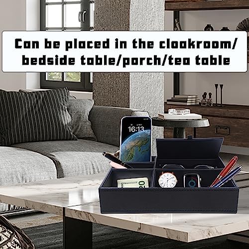 Zcaukya Men's Valet Tray, 5 Compartments, Black - Image 5