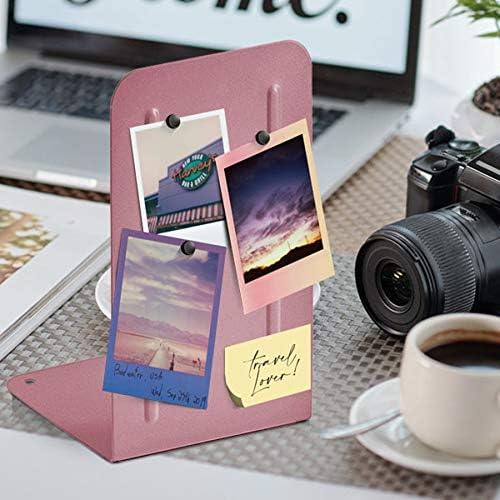 Acrimet Bookends for Shelves, Non-Skid Book Holder, Heavy Duty Book Stopper, Steel Metal Book Ends Storage for Home, Library, 6 7/8" H x 4" W x 4 1/2" D (Pink) (1 Pair / 2 Pieces) - Image 5