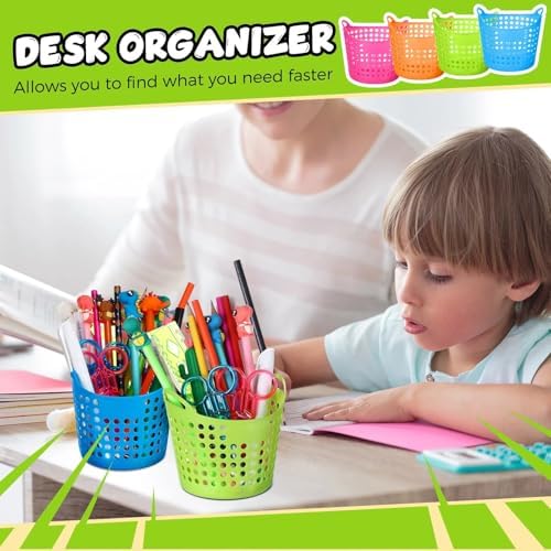Teling 64 Pcs Plastic Pencil Cup Bulk, Round Pen Holder 4 Colors - Image 4