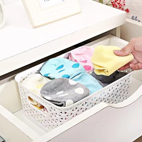 5PCS Plastic Storage Baskets, Small Baskets for Organizing, Small Pantry Organizer Basket Bins. For Countertops, Cabinets, Bedrooms, and Bathrooms Wait (Pink/Yellow/Blue/Beige/Green) - Image 5