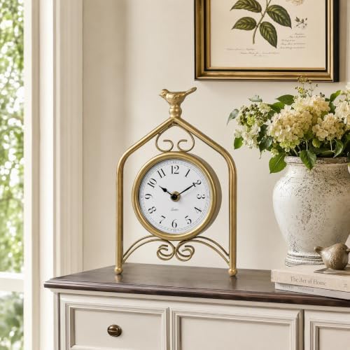 EMAX HOME Silent Desk Clock 9.8", Vintage Metal Frame Mantel Clock - Image 6