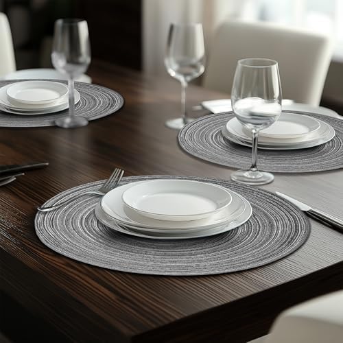 MIAOMIAO Round Placemats Set of 6 Braided Dining Table Kitchen Decor Mets - Image 6