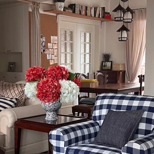 ZYTUYO 5 Pcs Orange Silk Hydrangeas Aritificial Flower Boho Dried Touch 20'' Faux Hydrangeas for Fall Home Decor Kitchen Living Room Porch Wreath Xmas Wedding Flower Arrangement - Image 5