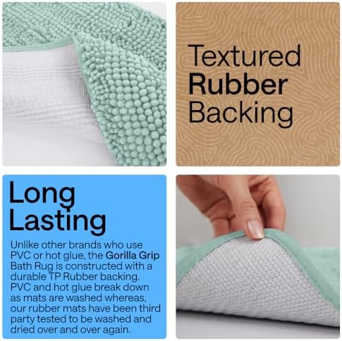 GORILLA GRIP Bath Rug Mat for Bathroom, Absorbent Chenille, 30x20 Sea Blue - Image 3