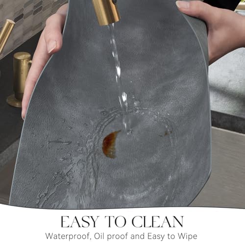 MOSAYT Vinyl Faux Leather Placemats, Set of 8, Grey - Image 4