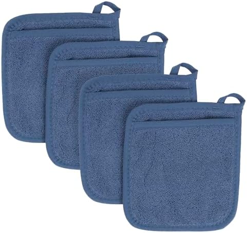 RITZ Terry Pocket Mitt & Hot Pad: Unparalleled Heat Resistant, Durable 100% Cotton – Ergonomically Designed for Optimal Grip – Easy-Care Machine Washable – 4-Pact, Federal Blue by RITZ
