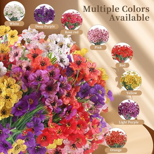ColoPlay 24 Deep Purple Bundles Artificial Flowers for Outdoors/Indoors Fake Flowers Plants for Indoor Outside Garden Porch Window Box Home Wedding Farmhouse (Pack of 2) - Image 3