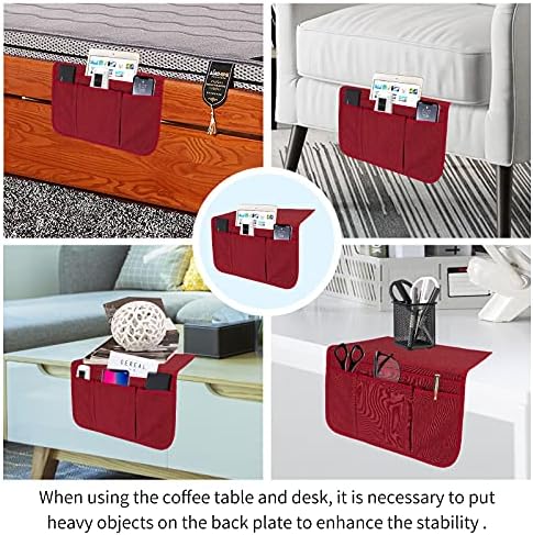 Bedside Caddy Bedside Storage Organizer Magazine Phone Tablet iPad Remote Holder, Organizer Caddy for Home College Dorm Bed, Sofa, Bunk Bed (Burgundy) - Image 5