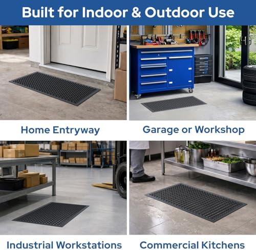 Barnyard Designs Heavy Duty Rubber Drainage Door Mat (17" x 30", 1-Pack) - Image 7