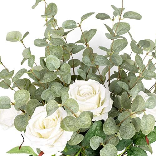 6 Pcs 27" Eucalyptus Stems Greenery Stems Eucalyptus Leaf Spray in Green Silk Plastic Plants Floral Artificial Plants for Home Party Wedding Decoration - Image 6