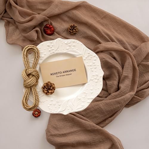 Nude Cheesecloth Table Runner 120 Inches Fall Party Boho Home Decorations - Image 2