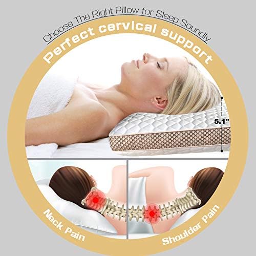 Memory Foam Pillows Standard Size, Medium Firm Pillow for Sleeping, Orthopedic Bed Pillow for Side, Back Sleepers, Ventilated Gel Foam Pillow with Washable Cover, 23.6" x 15.7"x 5.1" - Image 3