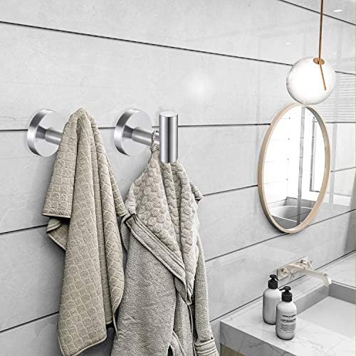 Bath Towel Hooks Robe Hook Holder Wall Mount Heavy Duty Wall Hooks SUS 304 Stainless Steel Coat Hook Closet Door for Bathroom Bedroom Hotel Kitchen Garage Pool 4 Pack (Brushed Nickel) - Image 5