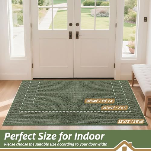 BEQHAUSE Dirt Trapper Door Mat 24" x 60", Non-Slip Washable Doormats, Green - Image 2