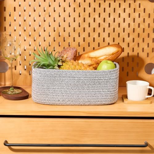 MiniArk Small Storage Baskets for Organizing | Closet Organizer Bins | Shelf Toy Basket | Woven Rope Baskets | Cube Decorative Box | Shallow Basket | 13x8.5x5.1” | 4 Packs Mixed Grey - Image 5